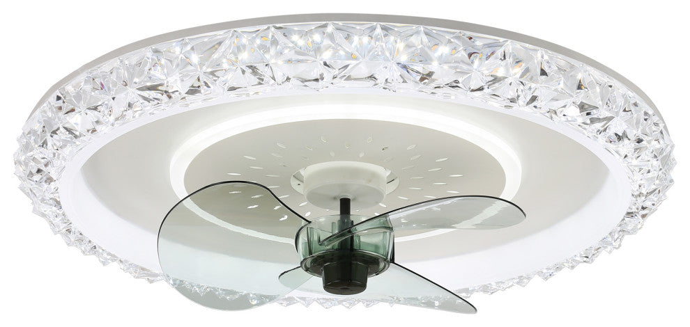 20" Modern Flush Mount Ceiling Fan with Remote Control and Dimmable LED Light