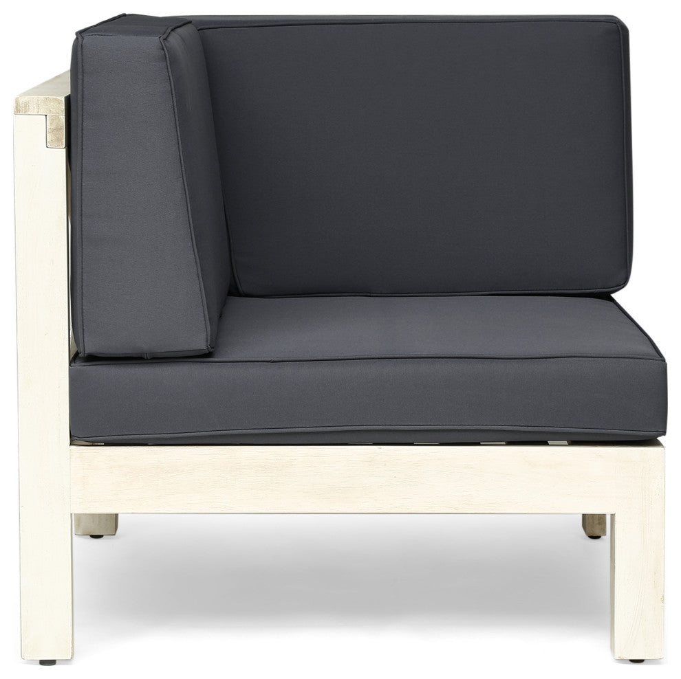 Ansel Outdoor Acacia Wood 5 Seater Sectional Sofa Set With Cushions