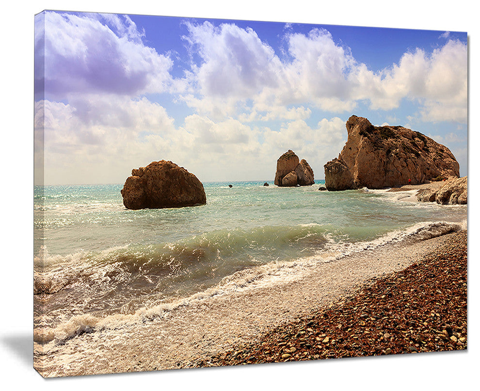 "Amazing Aphrodite'S Rock in Cyprus" Seascape Art Canvas, 20"x12"