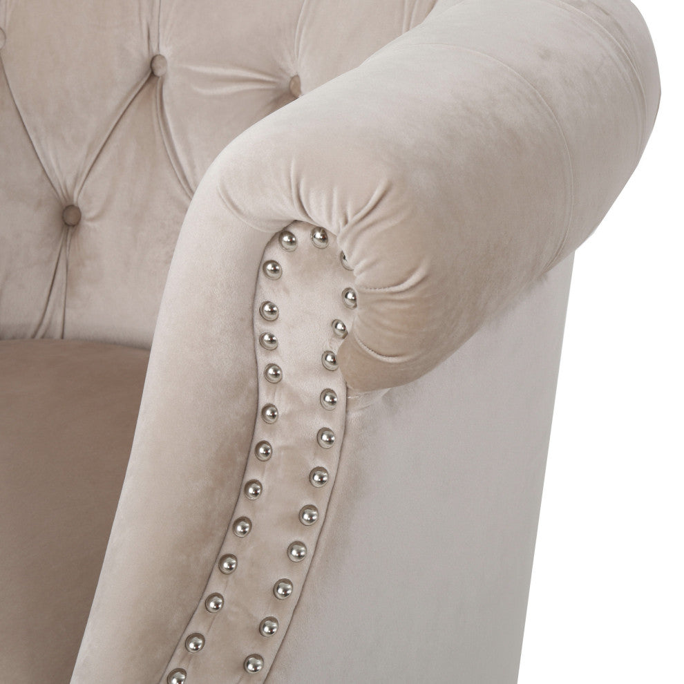 GDF Studio Aries New Velvet Tub Style Club Chair, Champagne