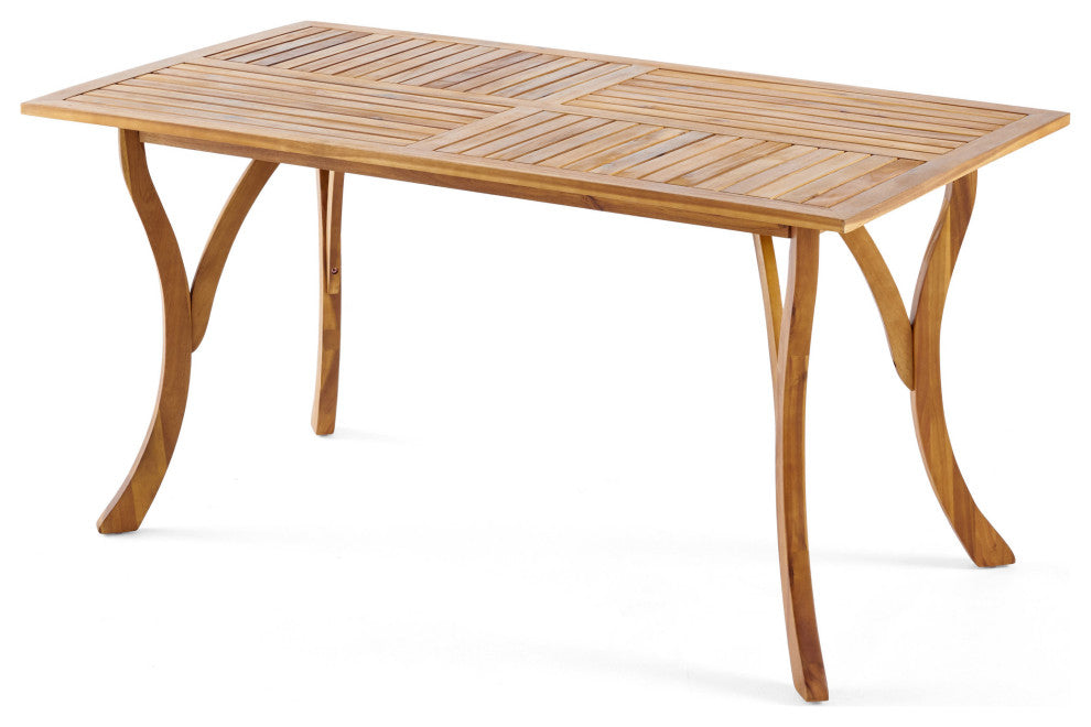 GDF Studio Hestia Teak Finish Acacia Wood Rectangular Dining Table