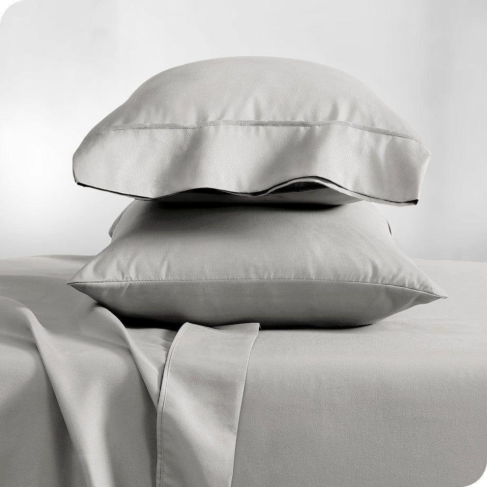 Bare Home Microfiber Pillowcases - Set of 2, Light Grey, Standard