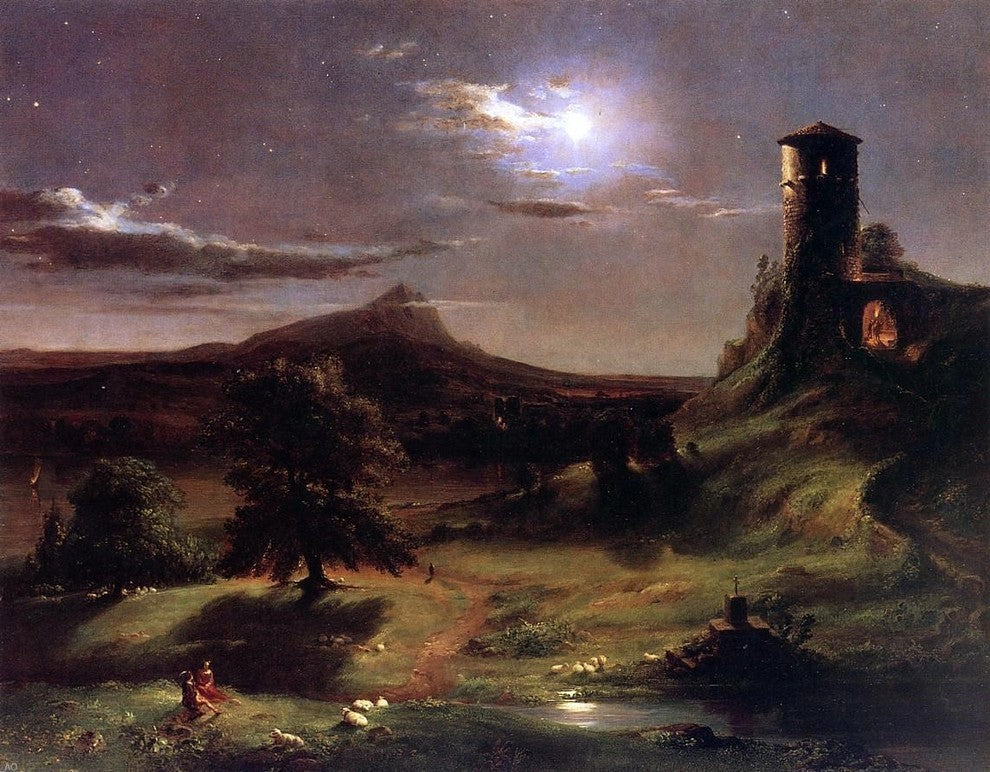 George Inness Moonlight in Virginia Premium Canvas Print