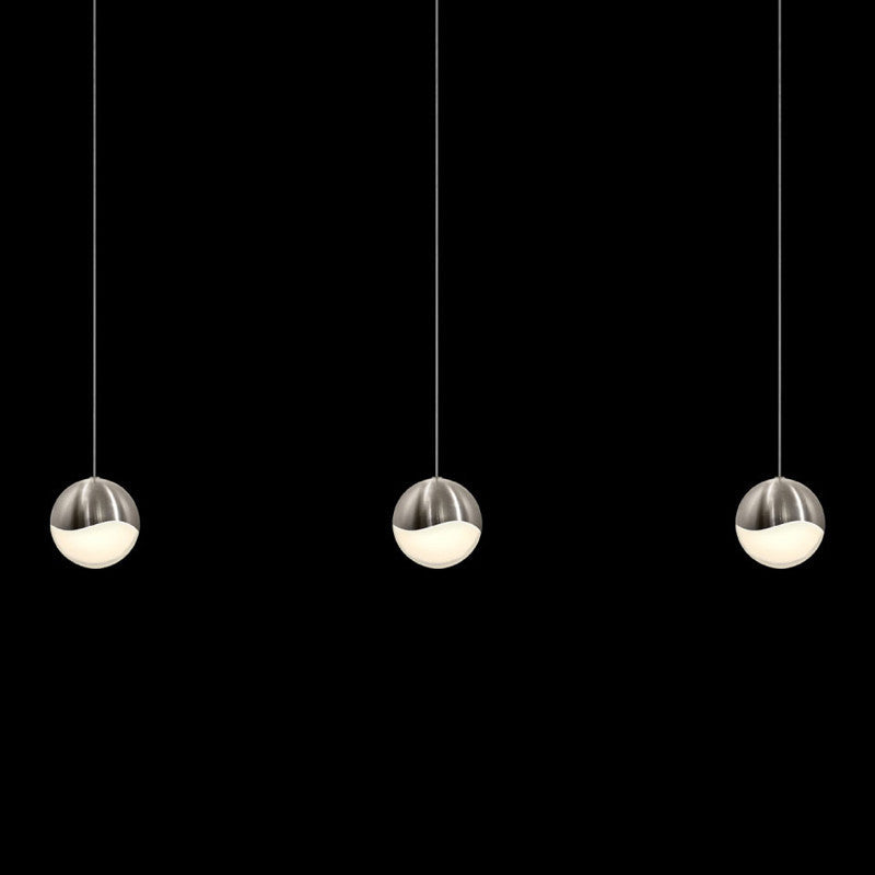 Grapes Architectural 3-Light Rectangle Medium LED Pendant, Satin Nickel