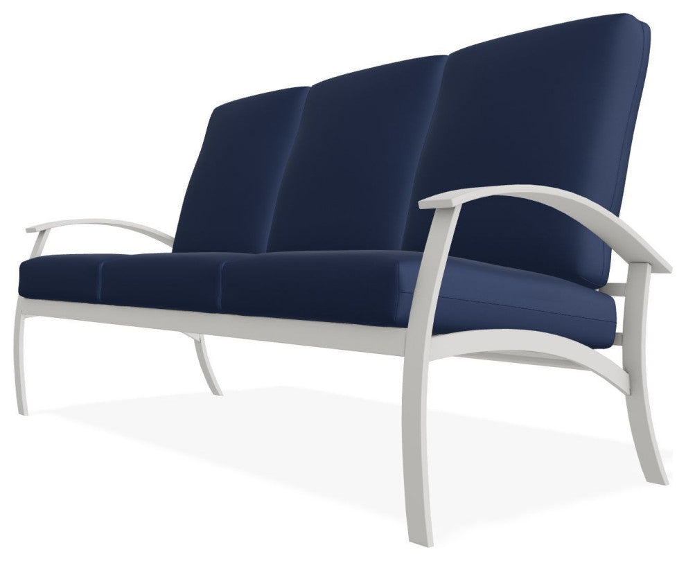 Belle Isle Cushion 3-Seat Outdoor Sofa, Navy/Snow