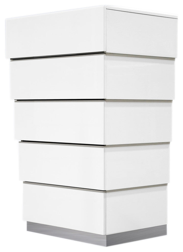 Florence White Modern 5-Drawer Chest