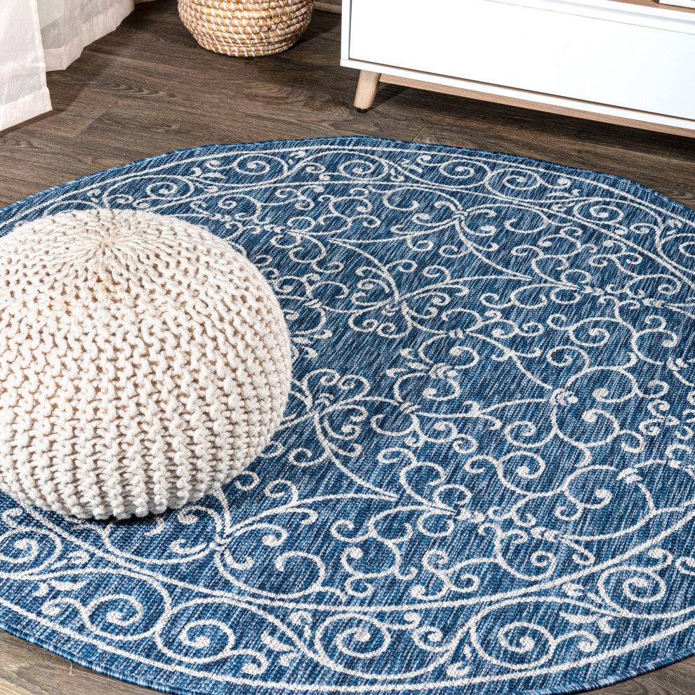 Charleston Vintage Filigree Textured Weave Indoor/Outdoor Area Rug