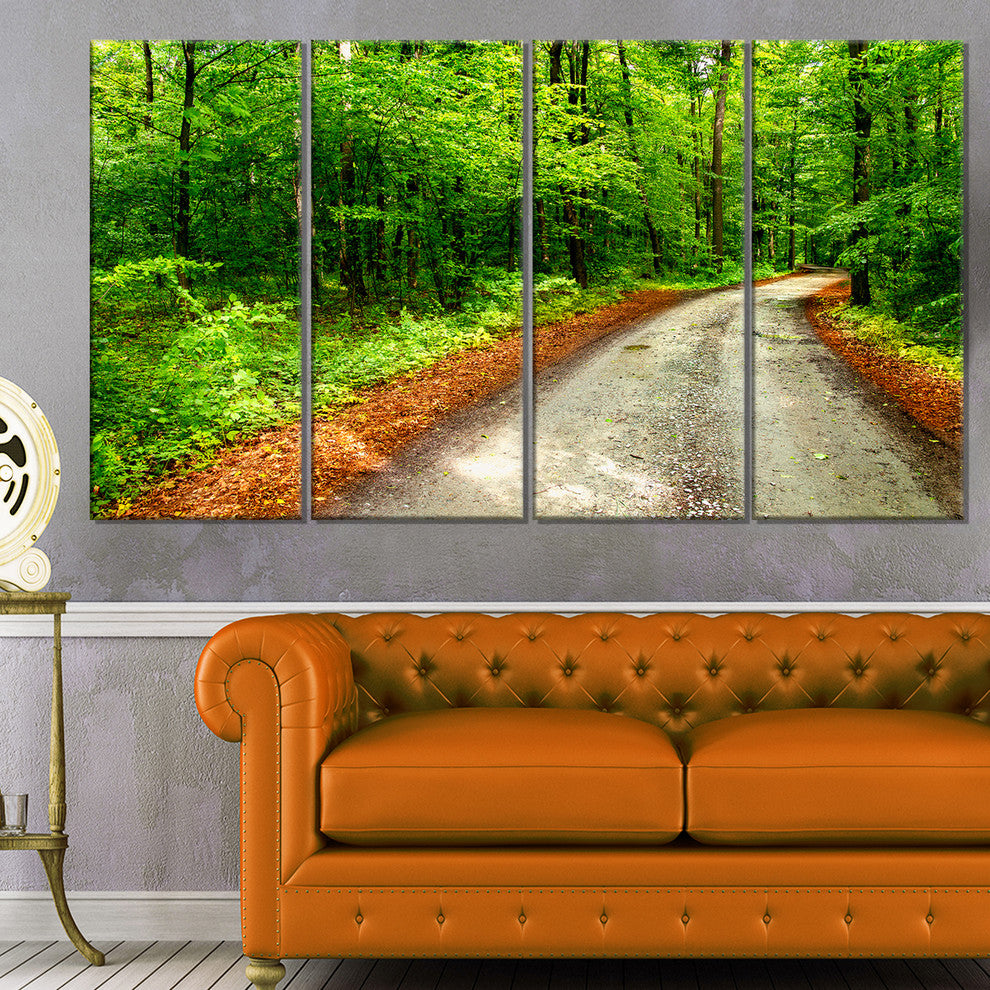 "Pathway in Deep Moss Forest" Landscape Art Print Canvas, 4 Panels, 48"x28"