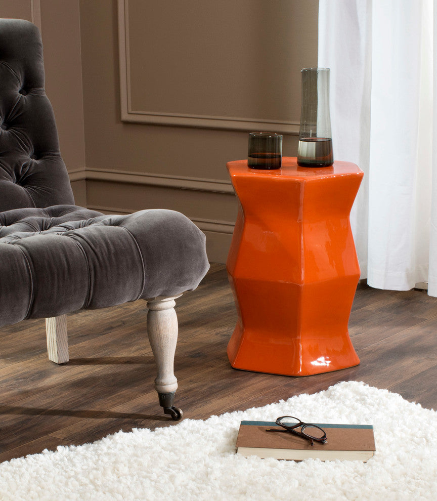 Safavieh Modern Hexagon Garden Stool, Orange