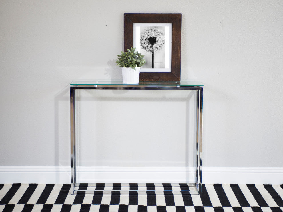 Sandor Console Table, Clear Glass/Chrome