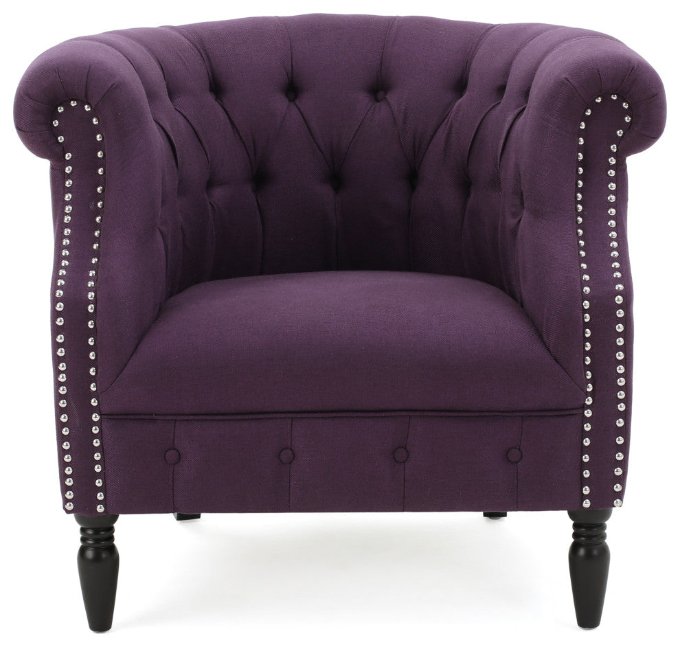 GDF Studio Akula High Back Club Chair, Plum Fabric