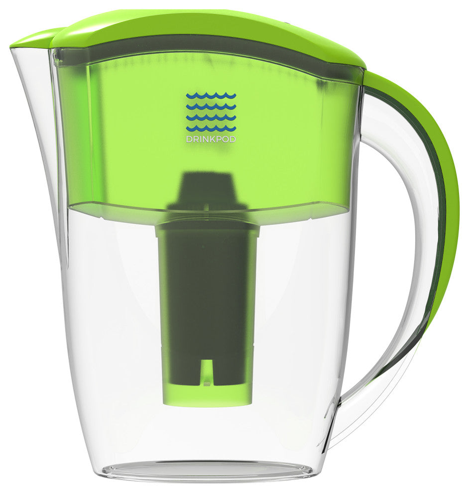 Drinkpod Alkaline Water Filter Pitcher With 8-Stage Cartridge, Lime