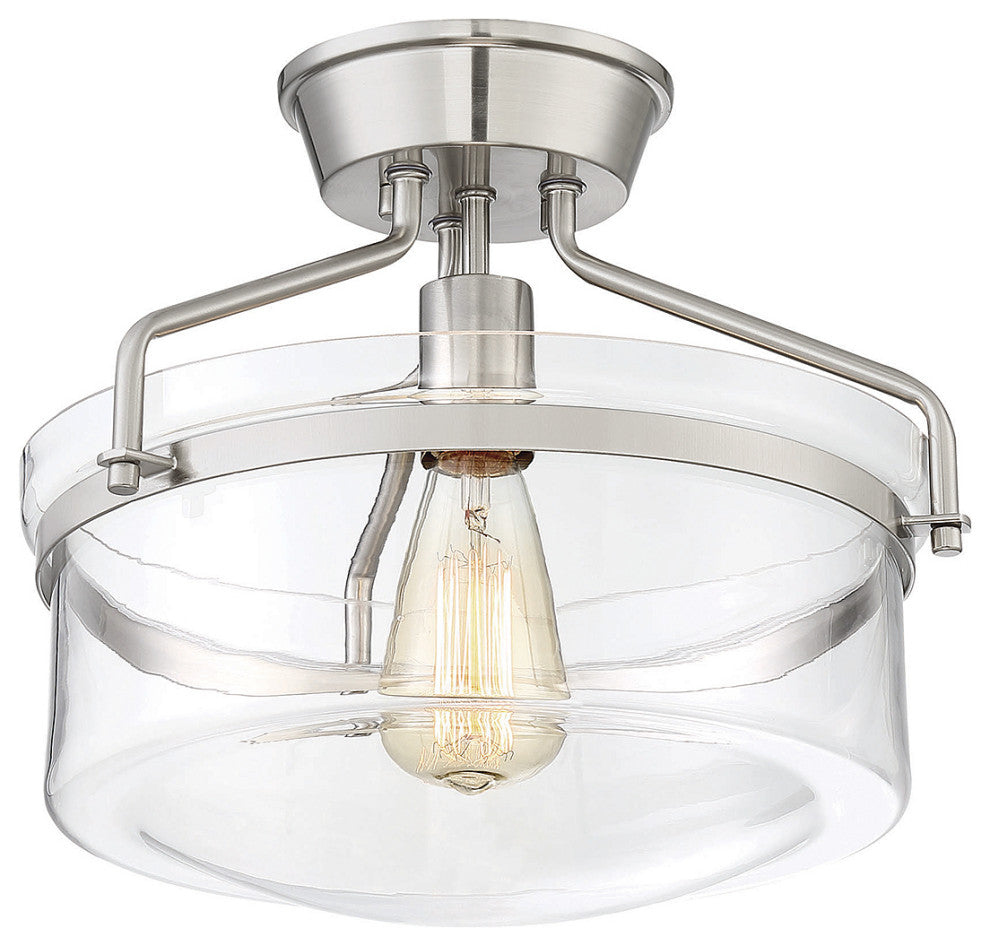 1-Light Semi-Flush Mount, Brushed Nickel