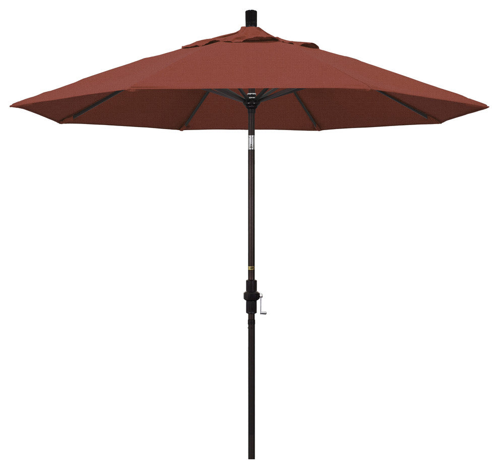 9' Bronze Collar Tilt Crank Aluminum Umbrella, Terracotta Olefin