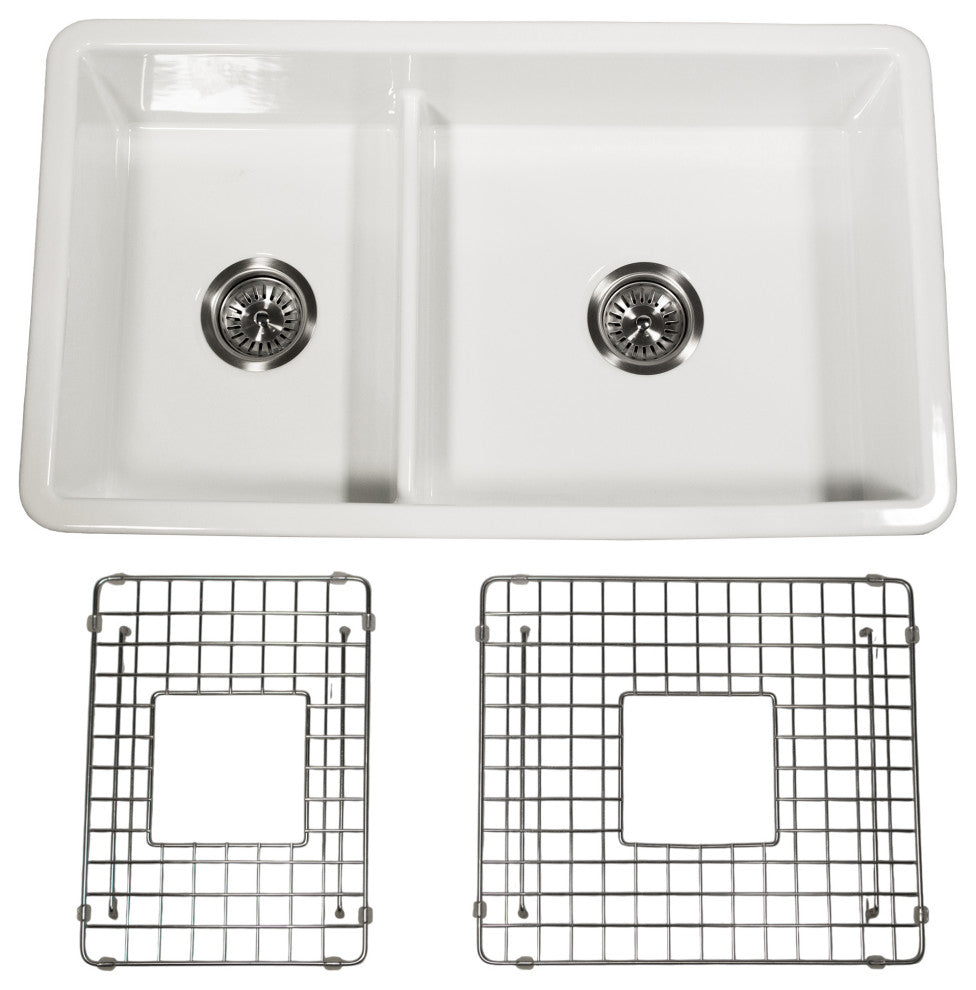 Nantucket Sinks 60/40 Dualmount Fireclay Sink Wellfleet-31OSW