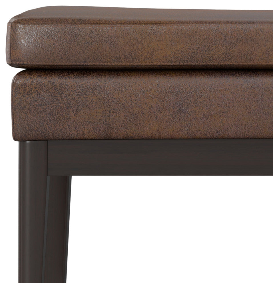 Carlson SOLID HARDWOOD Ottoman Bench, Distressed Chestnut Brown