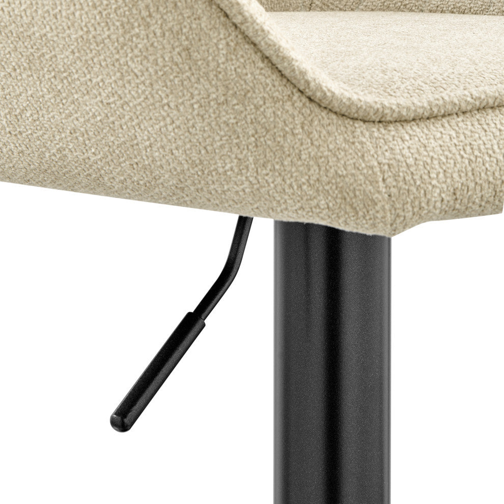 Luther Fabric Gaslift Swivel Bar Stool, Set of 2, Strata Cream