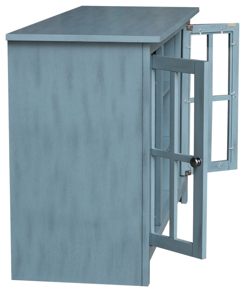Entertainment / TV Stand - With 2 Doors - 48", Ocean Blue - Antique Rubbed
