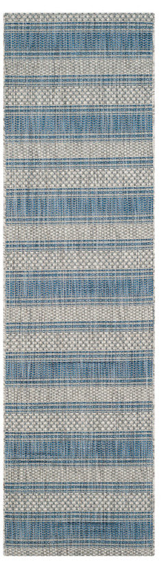 Safavieh Courtyard Cy8464-36812 Striped Outdoor Rug, Grey/Navy, 4'0" X 5'7"