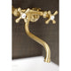 KS216SB Kingston Two Handle Wall Mount Bathroom Faucet, Brushed Brass