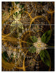 "Green Gold Digital Art Fractal Flower" Metal Wall Art, 3 Panels, 28"x36"