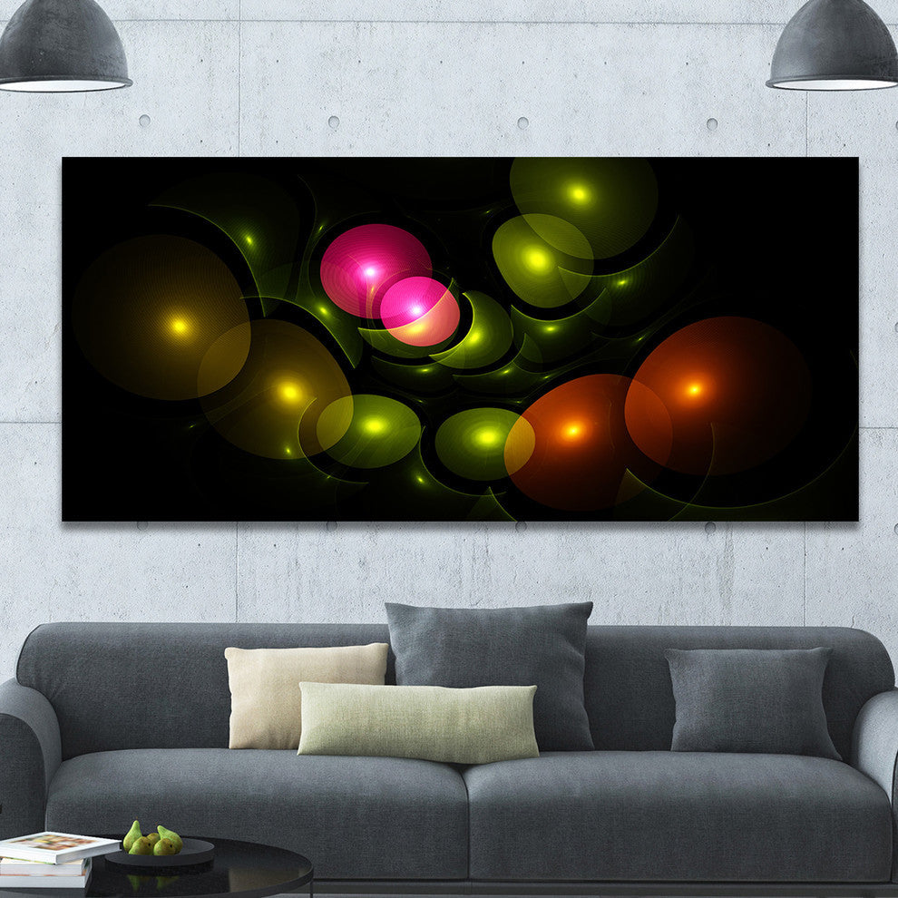 Multi Color 3D Surreal Circles, Oversized Abstract Canvas Art Print, 60x28
