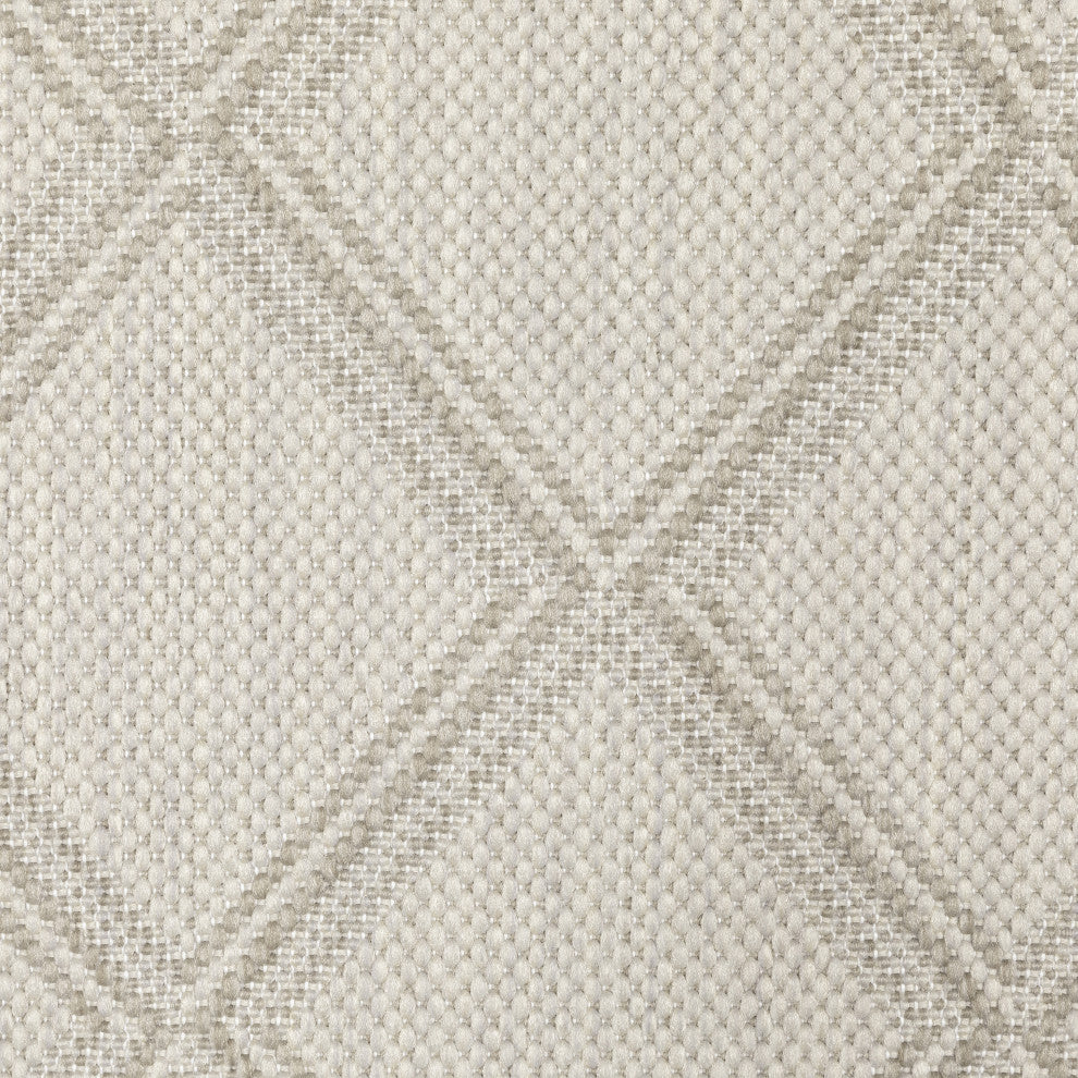 Parlan Geometric Lattice Indoor-Outdoor Area Rug, Ivory, 7'10"x10'