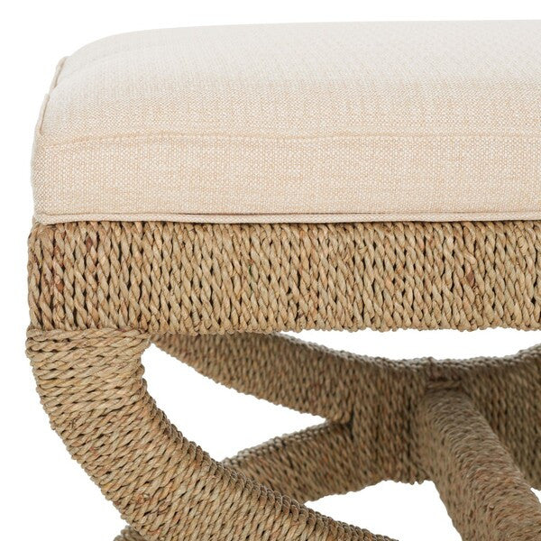 Safavieh Aikan Woven Sea Grass Ottoman Natural / Beige