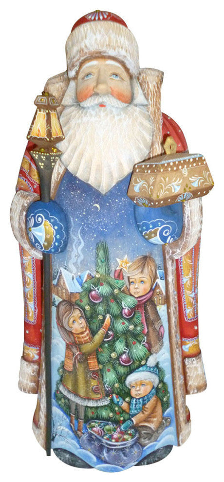 Children Santa, Woodcarved Figurine
