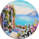 Sea And Flowers, Landscape Round Wall Art, 36"