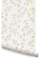 Branch Flower Peel and Stick Vinyl Wallpaper, Light Gray/Yellow, 24"w X 108"h