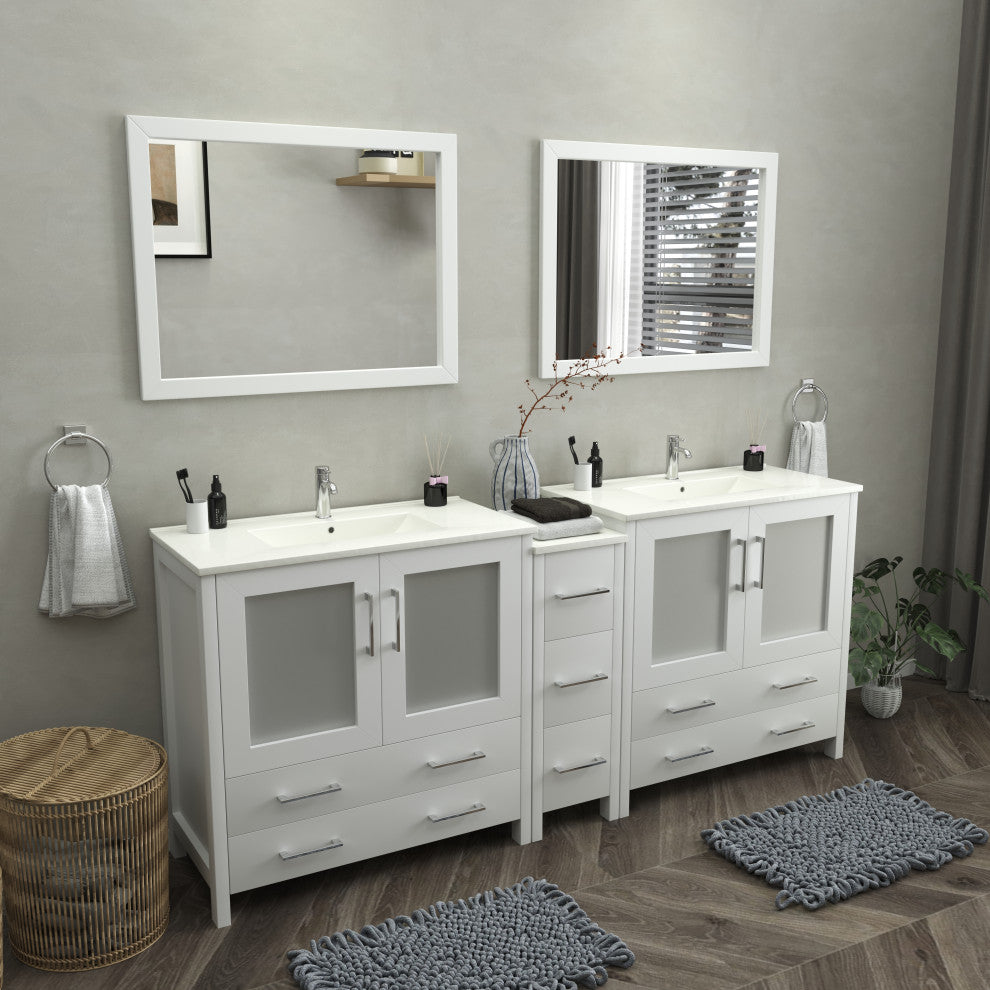 Vanity Art Vanity Set With Ceramic Top, 84"