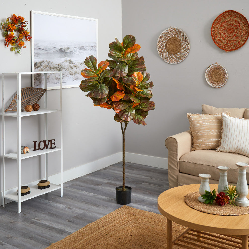 6' Autumn Fiddle Leaf Artificial Tree