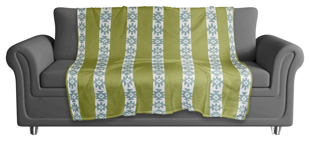 Southwestern Pattern in Green and Blue Fleece Blanket