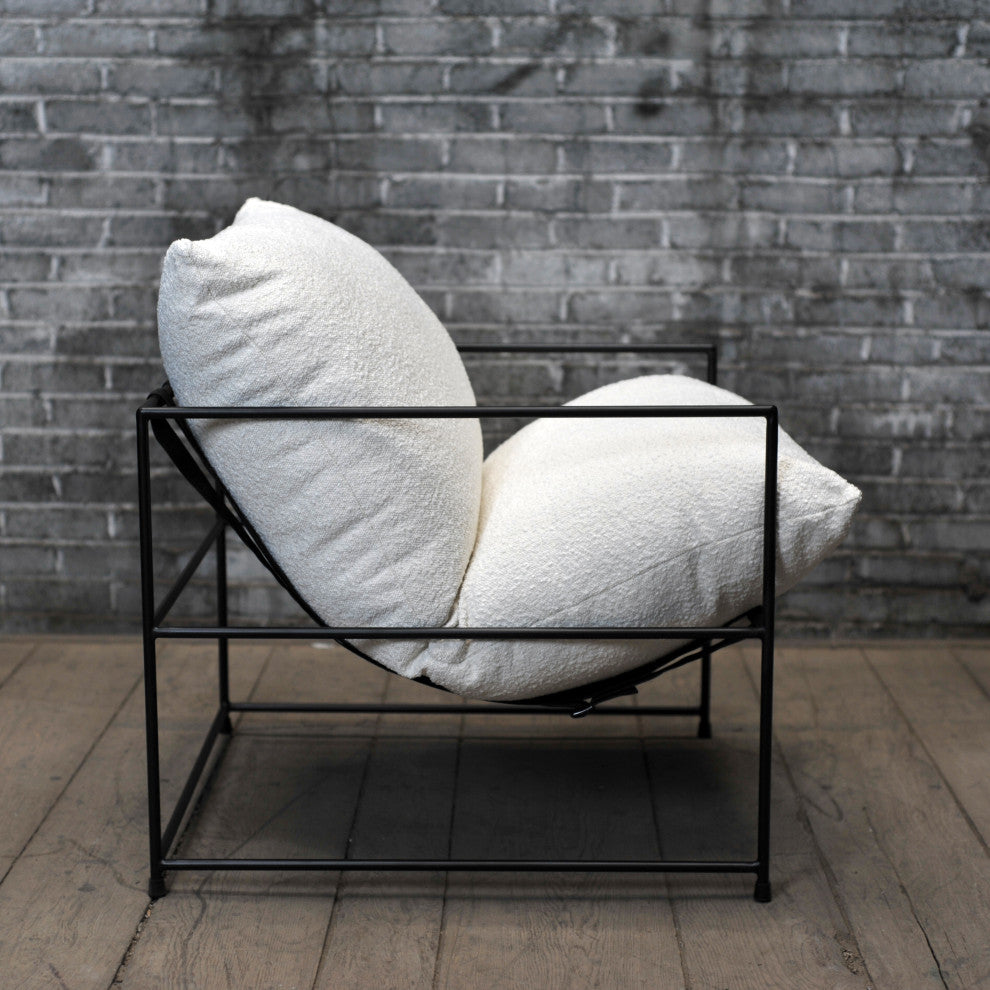 Trent Accent Chair, White Boucl