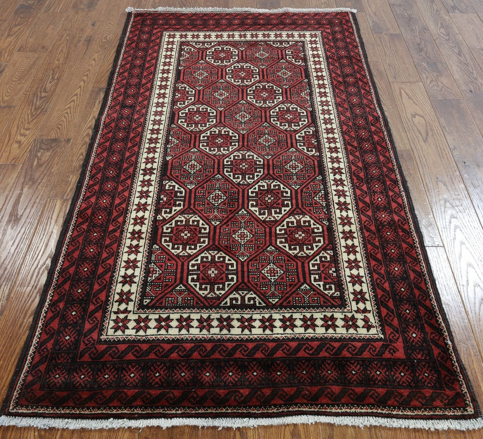 Persian Balouch Oriental Wool Area Rug 4'x6', W2304