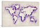 "Map Of The World, Purple Paint Splashes" Wrapped Canvas Print, 26x18x1.5
