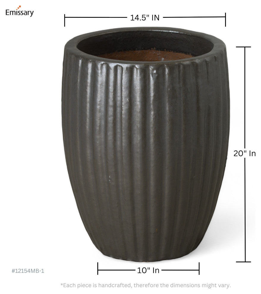 Ridges Planter, Matte Black 16x20