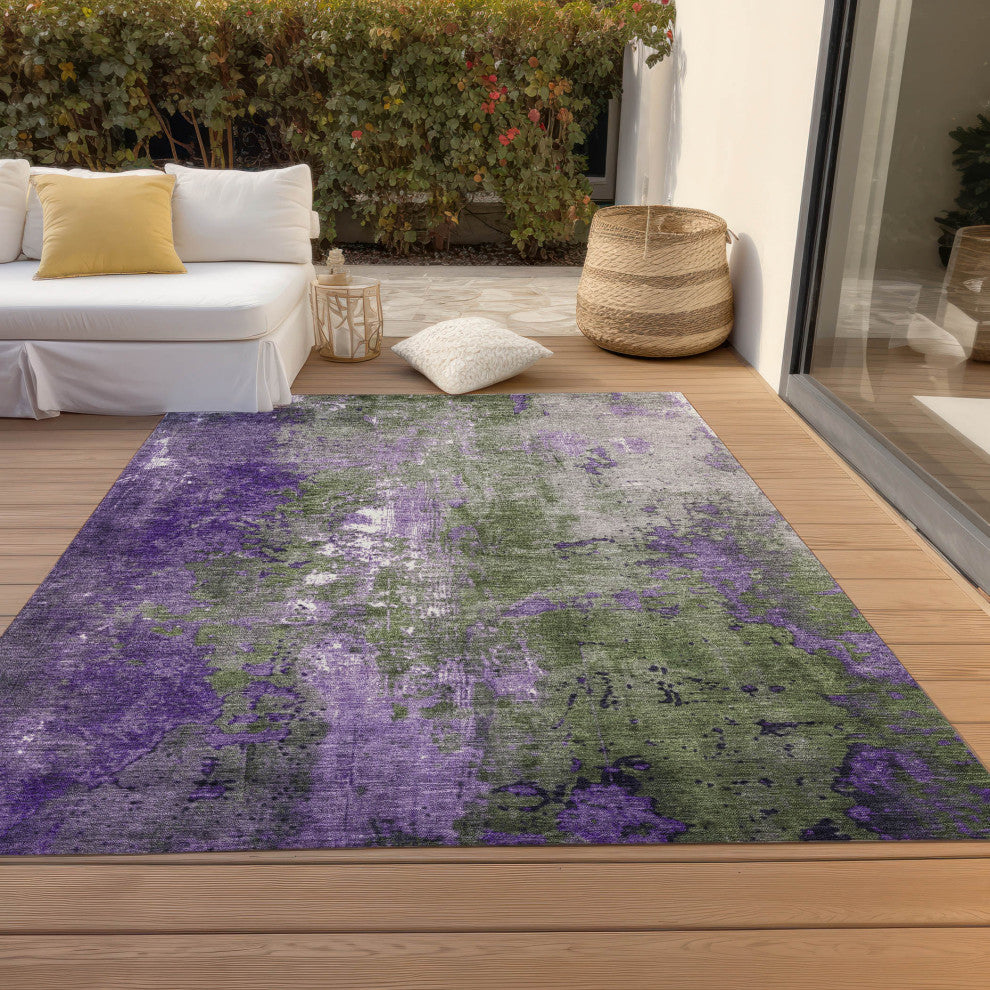 Machine Washable Indoor/Outdoor Chantille ACN1870 Olive 2'6" x 3'10" Rug