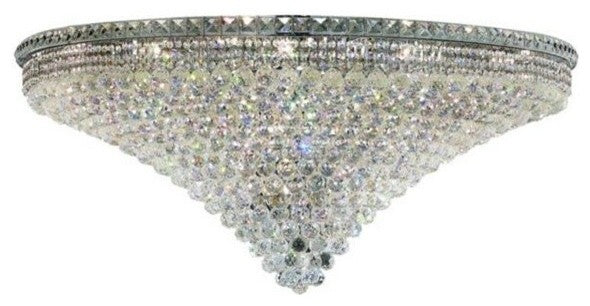 Elegant Tranquil Flush Mount, Chrome Finish With Royal Cut Crystal