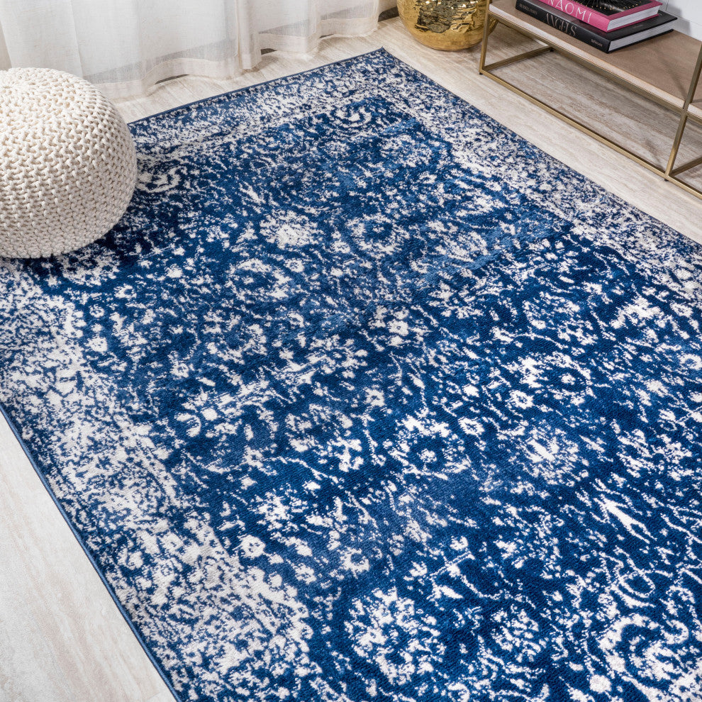 Soleiman Modern Persian Area Rug, Navy, 4 X 6
