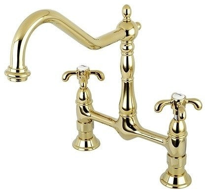 Kingston Brass Bridge Kitchen Faucet, Polished Brass