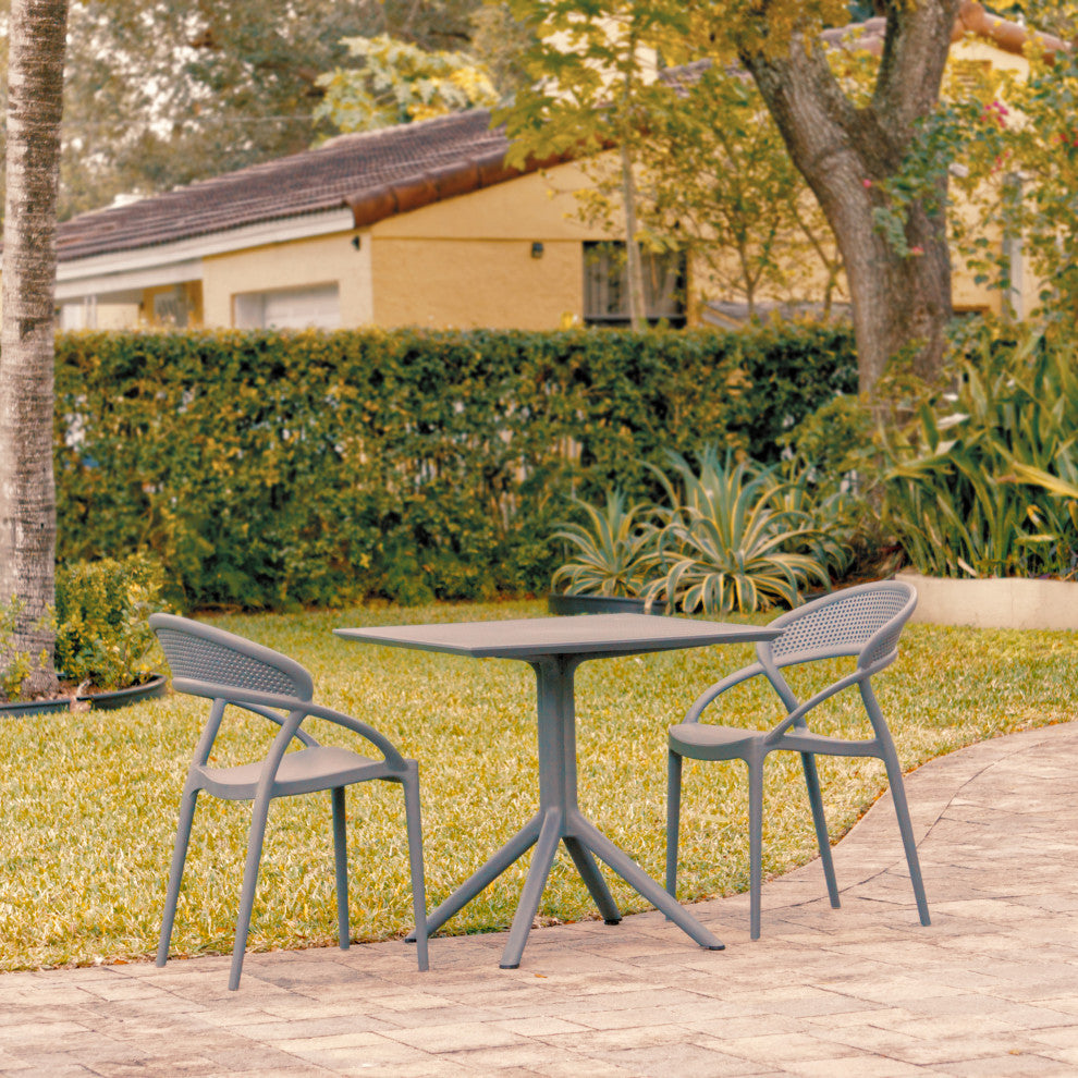 Sunset Patio Dining Set With 2 Chairs Dark Gray