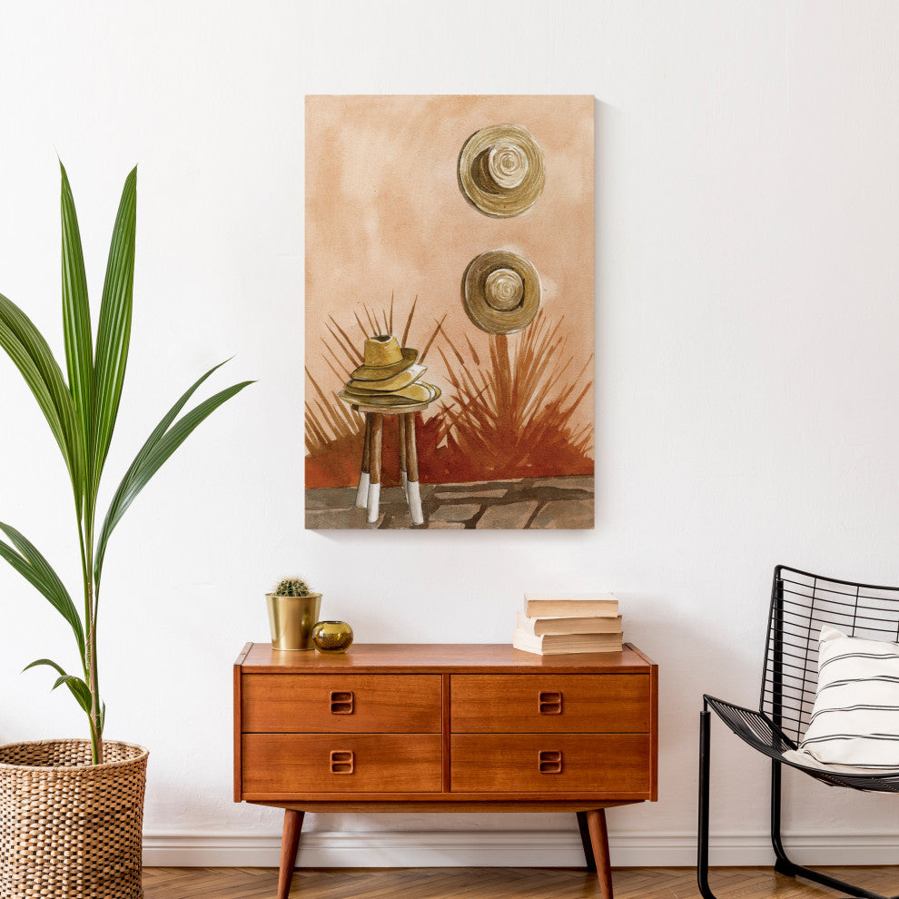 Terracotta Beach Hats 20x30 Canvas Wall Art