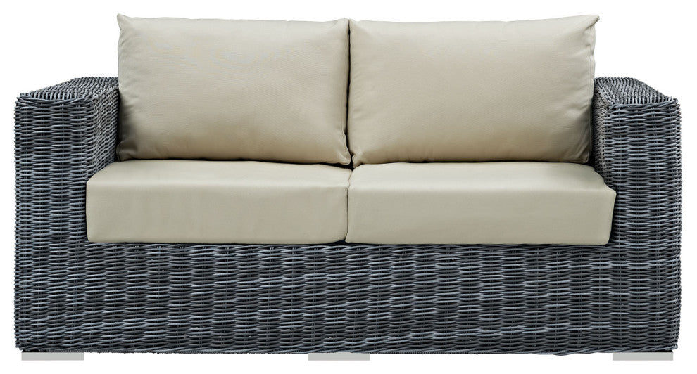 Modway Summon Outdoor Patio Sunbrella Loveseat, Canvas Antique Beige