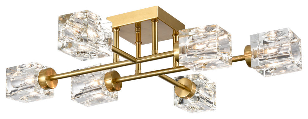 Gold Glass Semi Flush Mount Ceiling Light Sputnik Chandelier