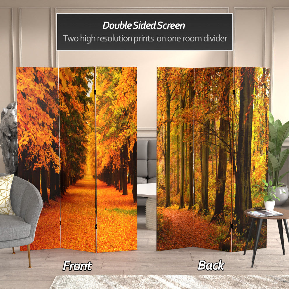 6' Tall Double Sided Autumn Trees Room Divider