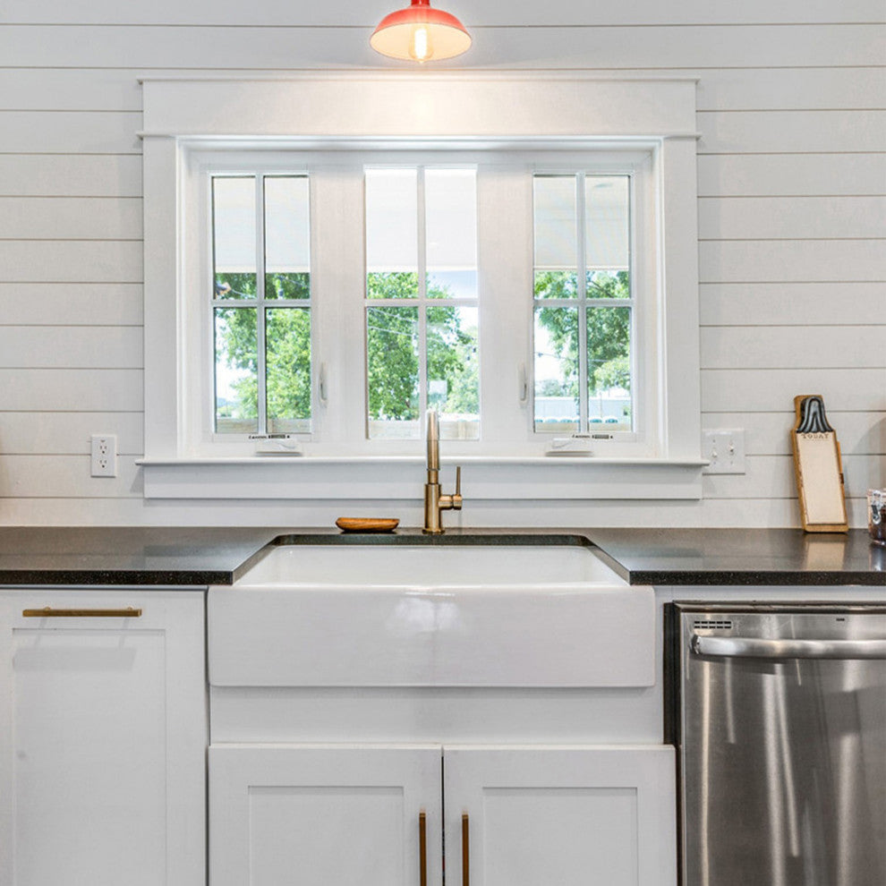 Grace Crisp White Fireclay 34" Single Bowl Quick-Fit Undermount Kitchen Sink