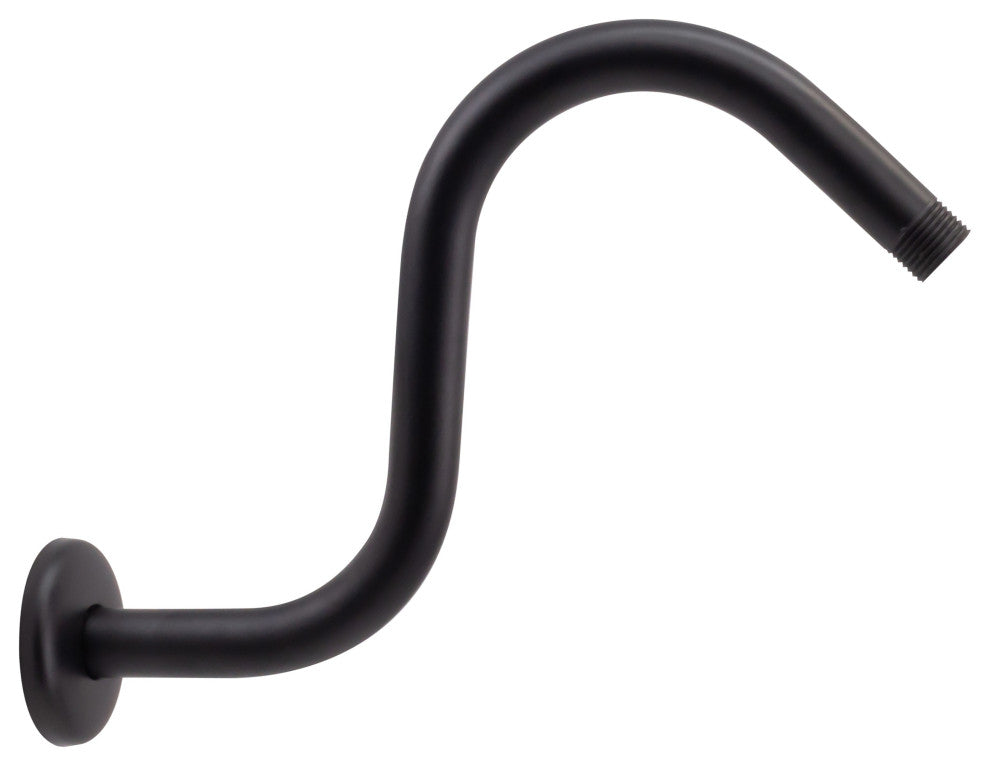 8" S-Shaped Shower Arm And Flange, Powder Coated Flat Black
