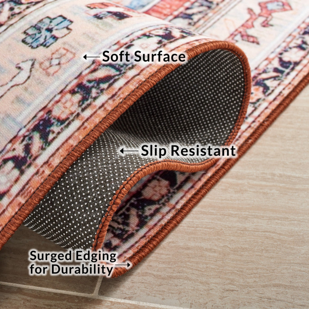 Safavieh Tucson TSN104 Rug Machine-Washable, Beige/Blue, 3'x5'